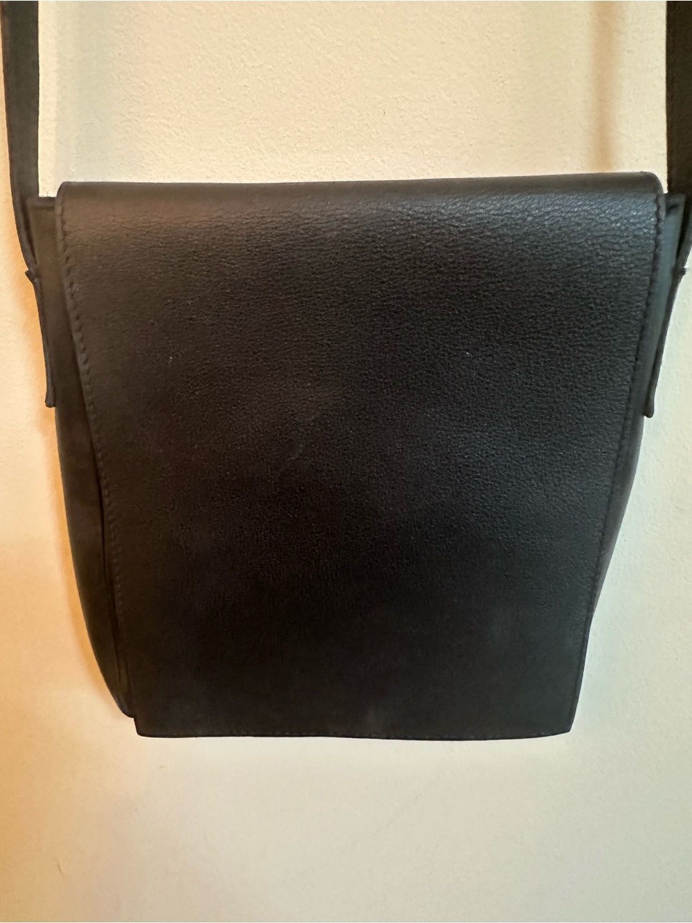 Eileen Fisher Black Leather Crossbody – Minimalist Flap Bag - Picture 2 of 4